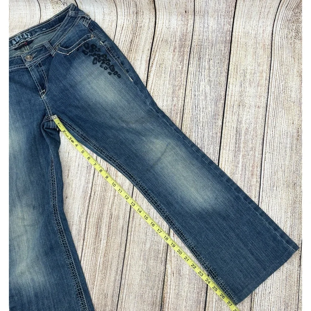 Ariat Ruby‎ Jeans Size 30R Bootcut Blue Denim Leopard Print Low Rise Western